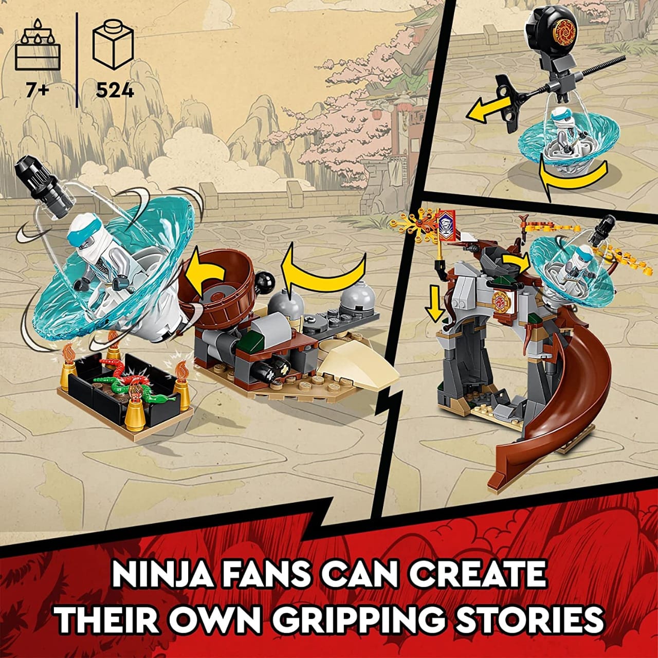 LEGO NINJAGO Ninja Training Center 71764 Building Kit Featuring NINJAGO Zane and Jay, a Snake Figure and a Spinning Toy; Construction Toys for Kids Aged 7+ (524 Pieces) - Image 2