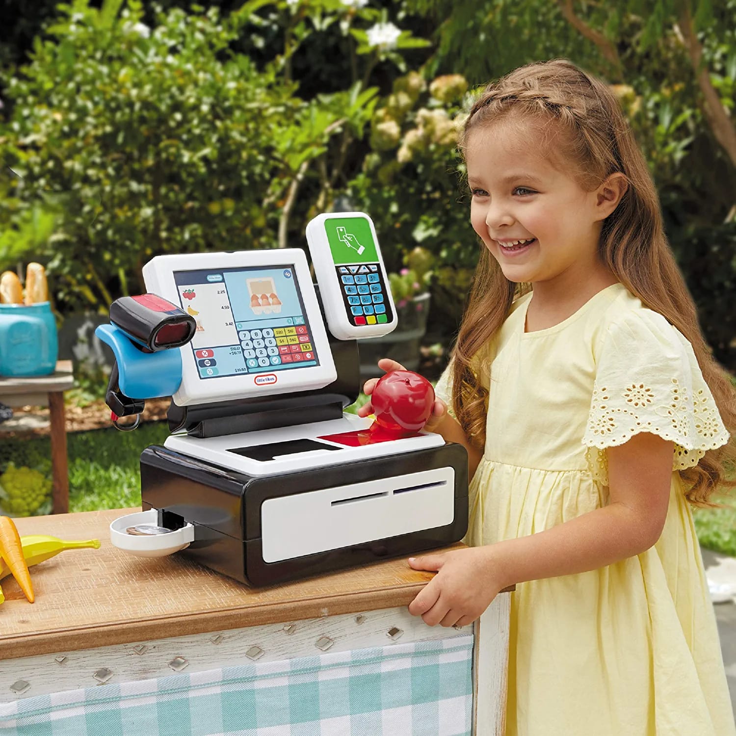 Little Tikes First Self-Checkout Stand Realistic Cash Register Pretend Play Toy for Kids , White - Image 4