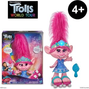 Trolls DreamWorks World Tour Dancing Hair Poppy Interactive Talking Singing Doll with Moving Hair, Toy for Girls and Boys 4 Years and Up