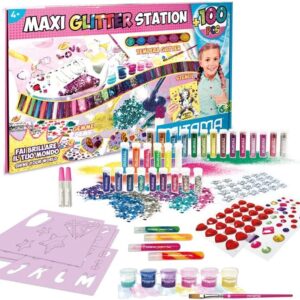 Maxi Glitter Station è la scatola supercreativa per realizzare scintillanti capolavori grazie agli oltre 100 accessori!