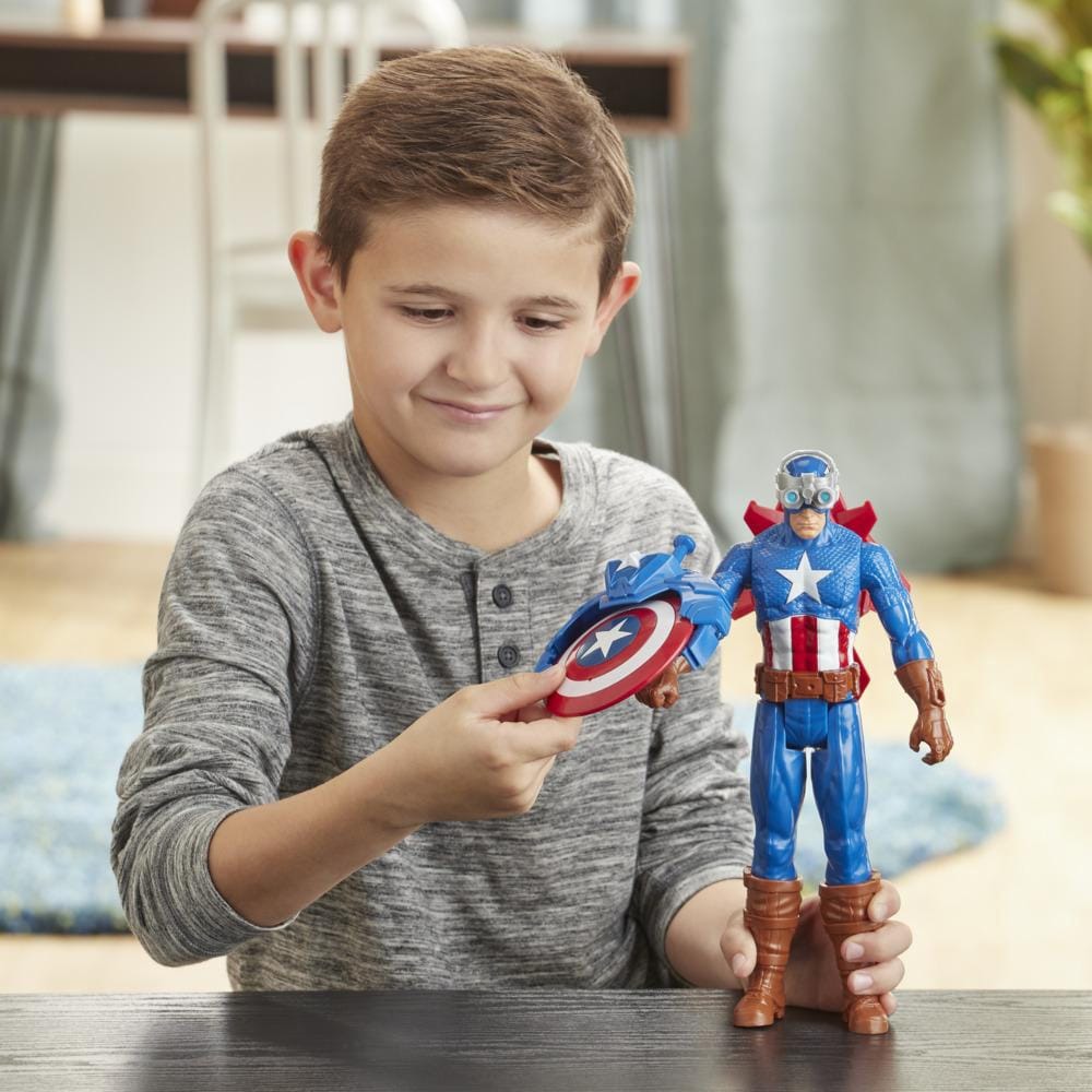 Marvel Avengers Titan Hero Series Blast Gear Captain America, With Launcher, 2 Accessories and Projectile, Ages 4 And Up - Image 4