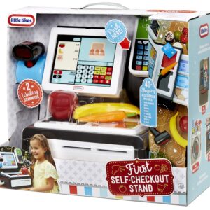 Little Tikes First Self-Checkout Stand Realistic Cash Register Pretend Play Toy for Kids , White