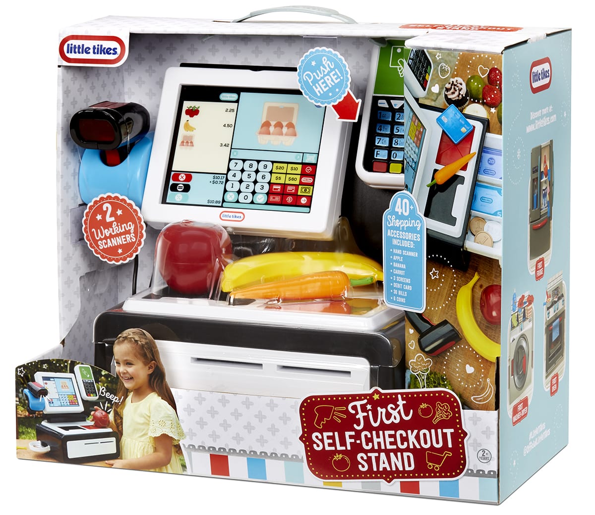 Little Tikes First Self-Checkout Stand Realistic Cash Register Pretend Play Toy for Kids , White