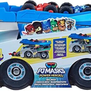 PJ Masks Power Heroes Hero Hauler Truck Playset with 2 Duo Racer Superhero Toy Cars