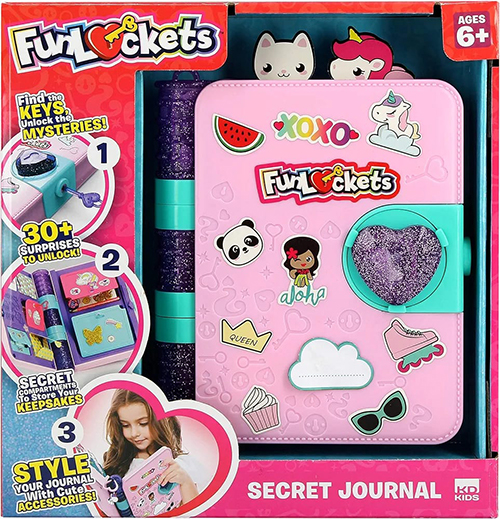 Ditari sekret, FunLockets Secret Journal, Diary, Activity and Creativity, Sticker and Stationery Set, Secret Writing, Drawing and Doodling, Aged 6 Years Plus