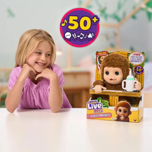 Majmun Little Live Pets My Baby Monkey - Adorable pet Monkey with Over 50 Sounds & Reactions