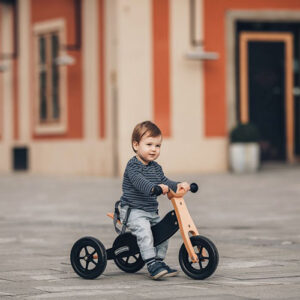 Biçikletë balance druri,  2 in 1 Loopfiets - Driewieler - Balance Bike - Brown-Black Free2Move