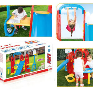 Seti i lojrave 7 në 1, 7-in-1 Slide Swing Table Playground Frame 3024 Dolu