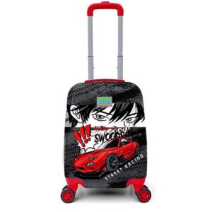 Valixhe udhëtimi për fëmijë Kids Black Red Anime Car Patterned 16738 Coral high