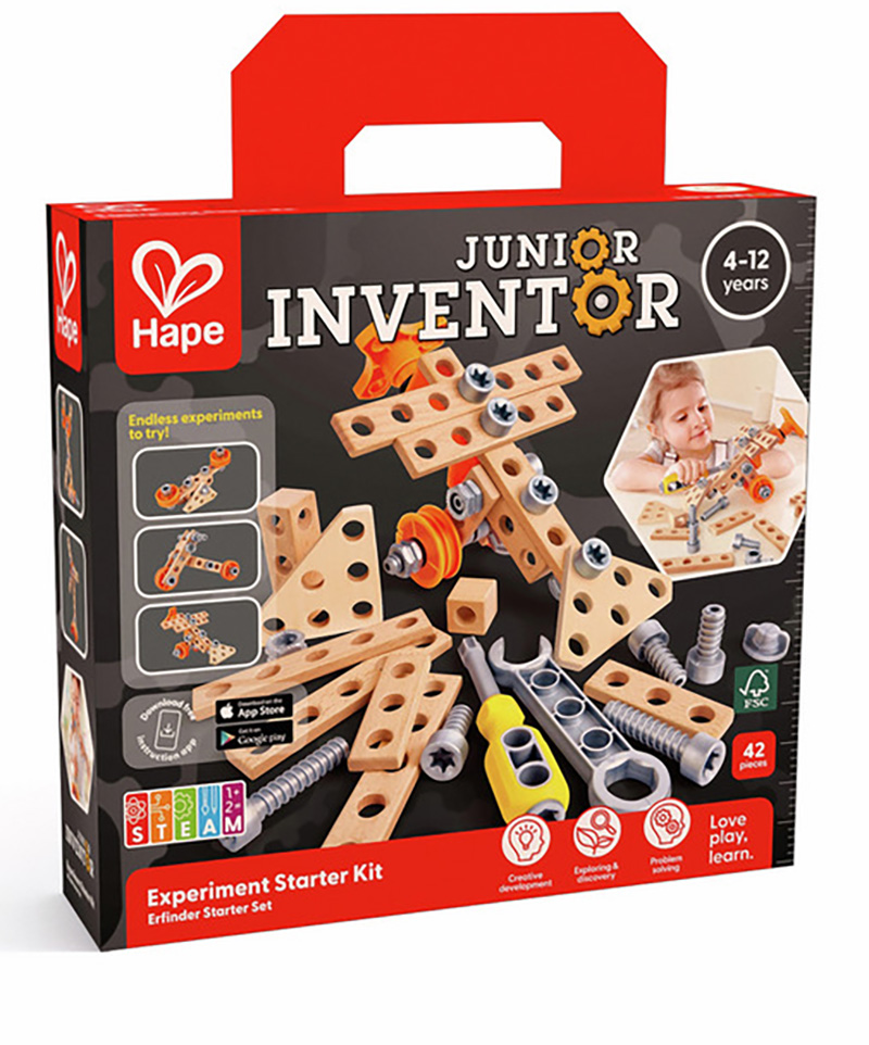 Lodër druri kreative Experiment starter kit Junior Inventor Hape