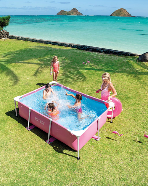 Pishinë rozë Intex 2.2m x 1.5M x 60cm Pink Rectangular Frame Pool, (28266NP) Intex