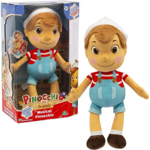 Pinoku me muzikë, Giochi Preziosi Pinocchio - Peluche Musicale Di 36 Cm Con Cappello, Basta Premere Sulla Pancia Che Si Sente La Sigla Della Serie Tv