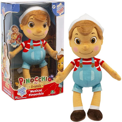 Pinoku me muzikë, Giochi Preziosi Pinocchio - Peluche Musicale Di 36 Cm Con Cappello, Basta Premere Sulla Pancia Che Si Sente La Sigla Della Serie Tv
