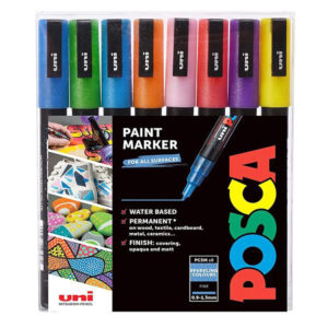 Posca PC - 3M Fine Bullet Tip - Wallet of 8 Sparkling Colours