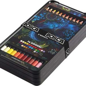 Set 36 lapsa me ngjyra premium Uni-Ball Posca Pencil Oil Box