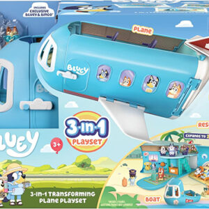 Aeroplan Bluey 3-in-1 Transforming Plane Playset, Transforms from A Plane to A Resort and a Boat!