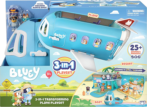 Aeroplan Bluey 3-in-1 Transforming Plane Playset, Transforms from A Plane to A Resort and a Boat!
