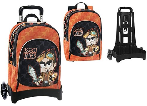 Çantë shkolle me rrota e stakueshme e organizuar New Lyon Gamer origjinale Franco Cosimo Panini