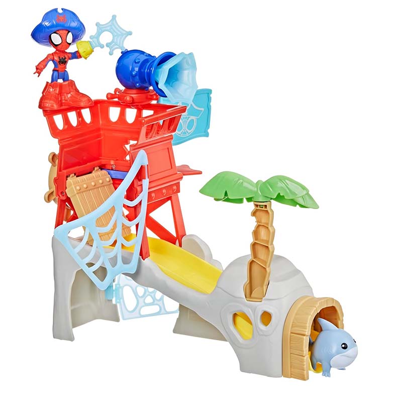 Lodër Spidey and his Amazing Friends Marvel Toys Water-Webs Spidey Island Spider-Man Playset - Image 11
