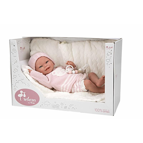 Kukull bebe Reborn doll Adriana 40 cm pink with blanket Arias