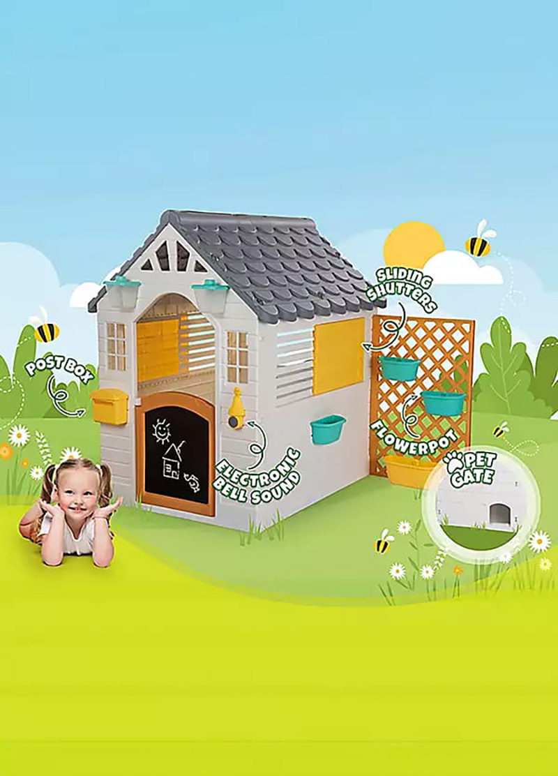 Shtëpia me kopësht, Garden Playhouse With Fence - White Dolu - Image 3