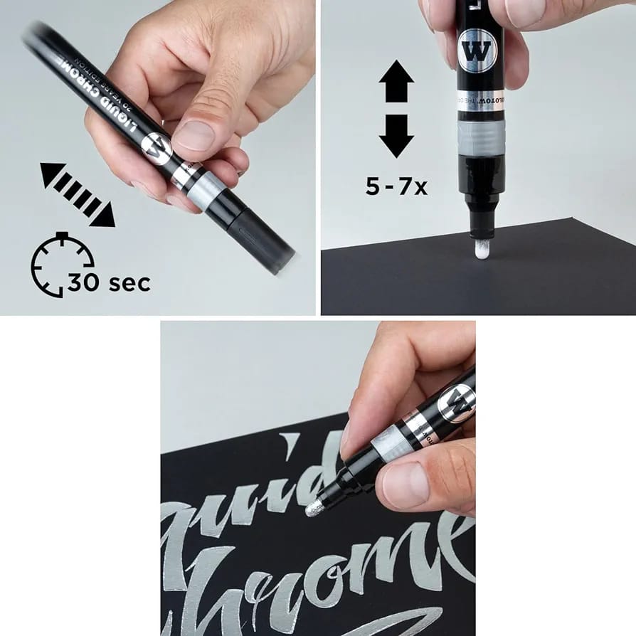 Marker 2 mm liquid Chrome Molotow - Image 3