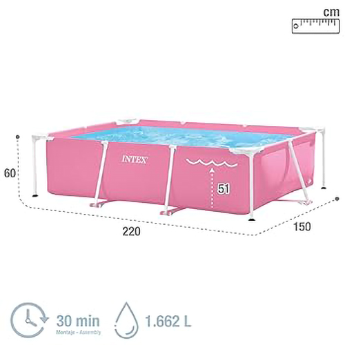 Pishinë rozë Intex 2.2m x 1.5M x 60cm Pink Rectangular Frame Pool, (28266NP) Intex - Image 3