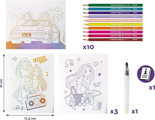 Set aktivitetesh arti me ujë, Coloring with Watercolor Pencils + Water Brush on Metallic Supports Maped Creativ - Image 3