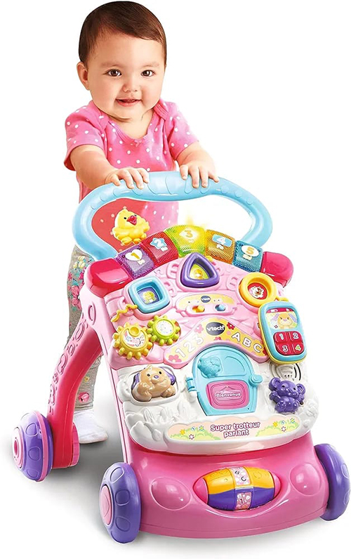 Set për hapat e para, VTech Super Primi Passi Parlante 2 in 1 - Rosa, Primi Passi per Bambini con Sensore di Moviment Frenante - Image 3