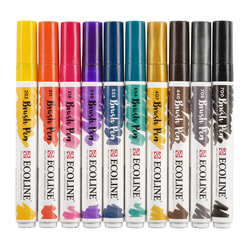 Marker penel Brush Pen set Dark | 10 colours Talens - Image 3