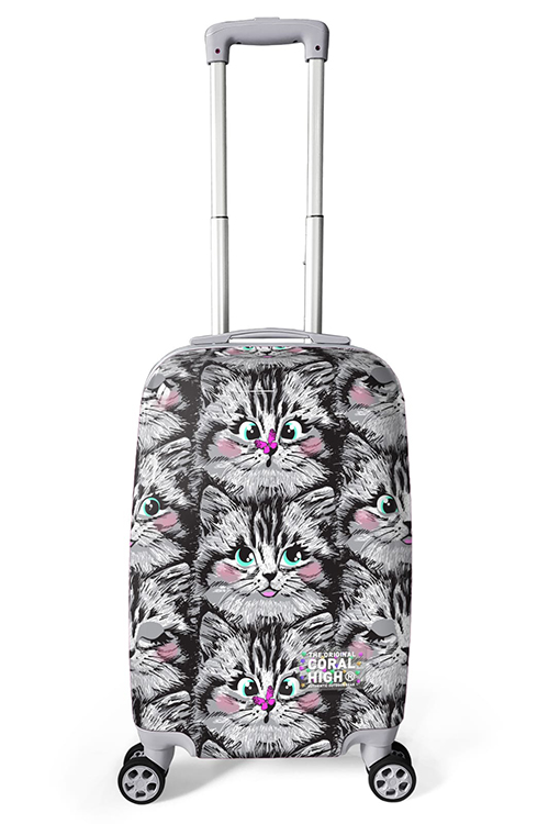 Valixhe udhëtimi Cat Pattern Cabin Size Suitcase (50cm) 16543 Coral High - Image 4