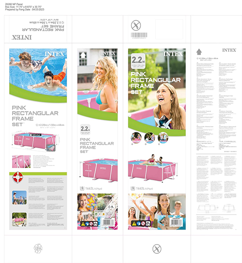 Pishinë rozë Intex 2.2m x 1.5M x 60cm Pink Rectangular Frame Pool, (28266NP) Intex - Image 4