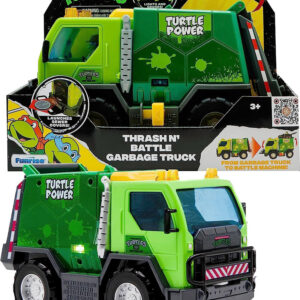 Teenage Mutant Ninja Turtles Thrash N' Battle Garbage Truck, Lights and Sounds, Ages 3+,Yellow
