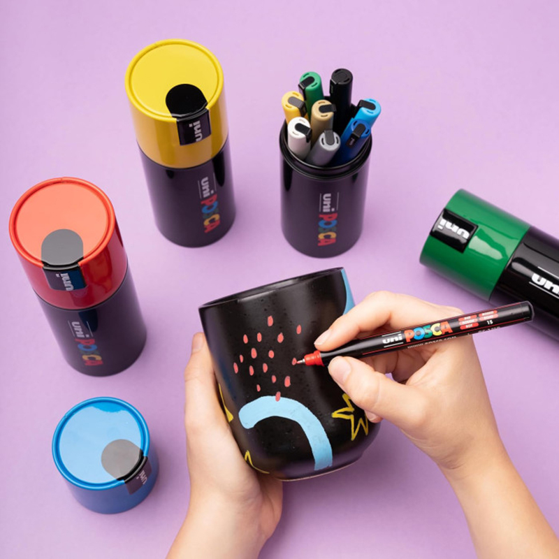 Set dhuratë UniPOSCA Complete Set of 9 Felt Tip Pens Fine Tip 0.7mm Assorted UniPOSCA - Image 4