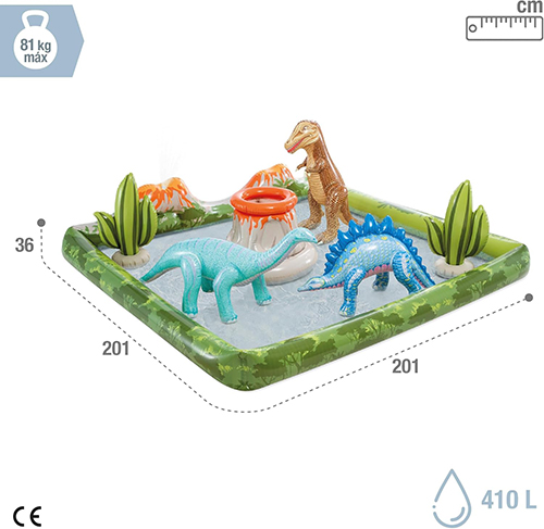 Pishinë me fryrje qendër aktivitetesh 56132 Jurassic Adventure 2.01m x 2.01m x 36cm Intex - Image 4