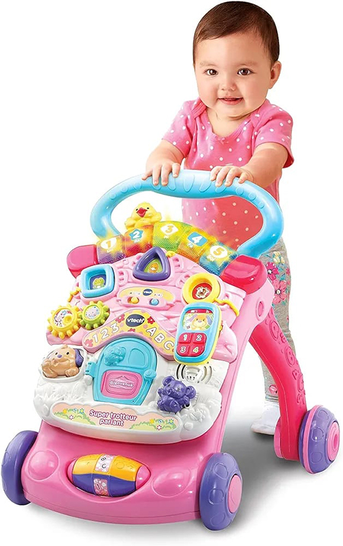 Set për hapat e para, VTech Super Primi Passi Parlante 2 in 1 - Rosa, Primi Passi per Bambini con Sensore di Moviment Frenante - Image 5