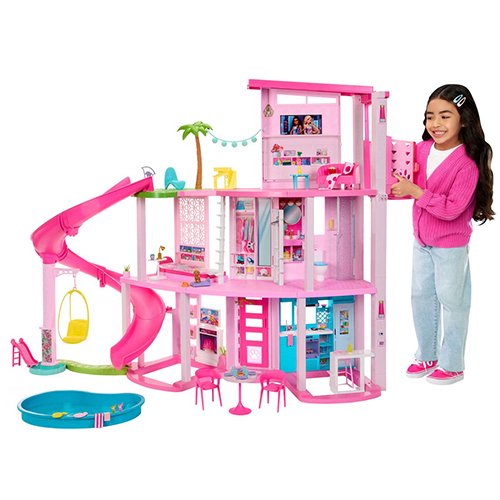 Shtëpia Dreamhouse, 75+ Pieces, Pool Party Doll House With 3 Story Slide Barbie - Image 6