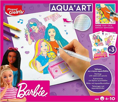 Set aktivitetesh arti me ujë, Coloring with Watercolor Pencils + Water Brush on Metallic Supports Maped Creativ - Image 6