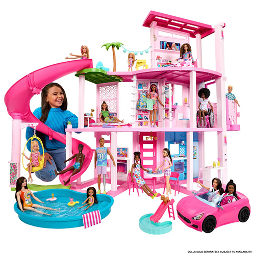 Shtëpia Dreamhouse, 75+ Pieces, Pool Party Doll House With 3 Story Slide Barbie - Image 4