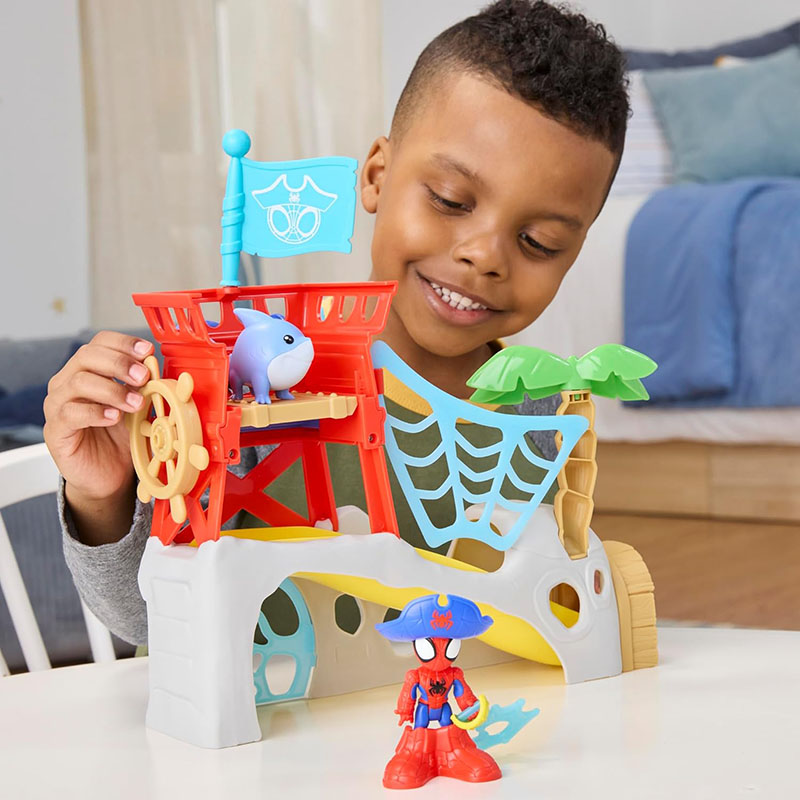 Lodër Spidey and his Amazing Friends Marvel Toys Water-Webs Spidey Island Spider-Man Playset - Image 9