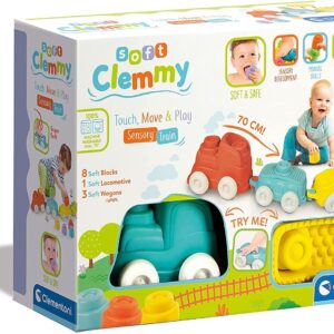Clementoni Soft Clemmy, Trenino Sensoriale, Playset con Mattoncini Morbidi, Made in Italy, Lavabile, 6 Mesi+, 17424