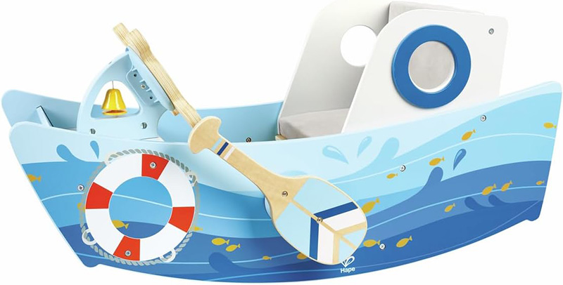 Varka lëkundëse e kapitenit, Captain's Rocking Boat – Interactive Rowing Toy Hape - Image 4
