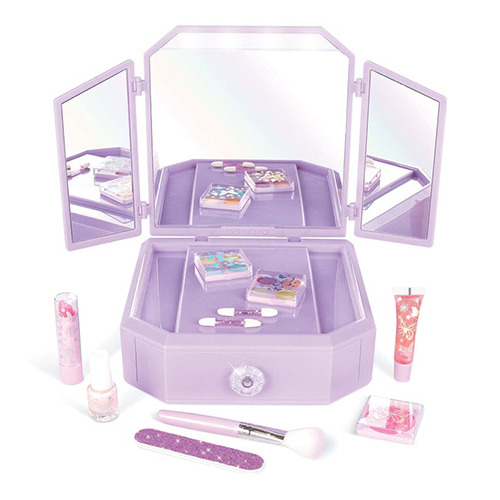 Deluxe Light Up Mirrored Vanity & Cosmetic Set - Image 4