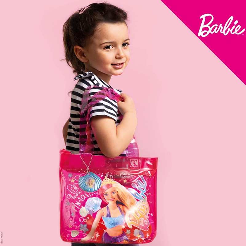 Çantë plazhi plastike e fortë + rërë kinetike 500 gr Barbie Lisciani - Image 5