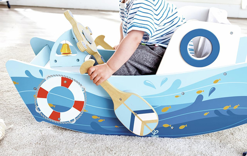 Varka lëkundëse e kapitenit, Captain's Rocking Boat – Interactive Rowing Toy Hape - Image 6