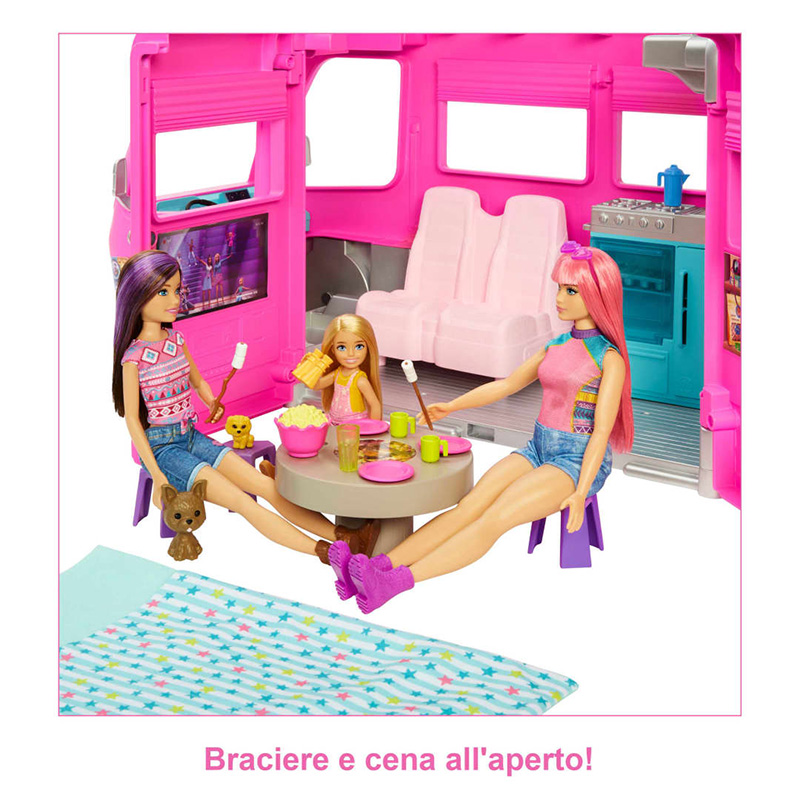 Kamperi 3 në 1 pishinë, me 60 aksesorë, Playset Barbie - Image 5