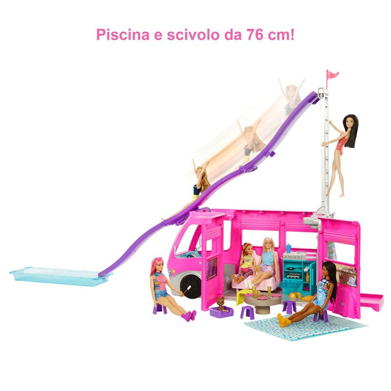 Kamperi 3 në 1 pishinë, me 60 aksesorë, Playset Barbie - Image 6