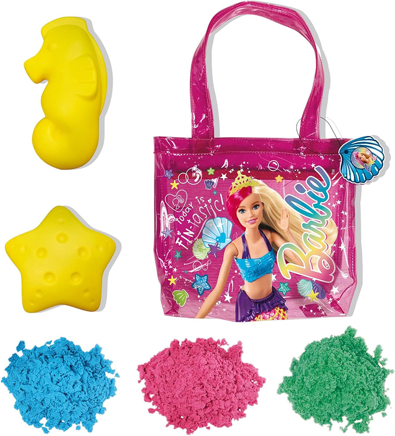 Çantë plazhi plastike e fortë + rërë kinetike 500 gr Barbie Lisciani - Image 7