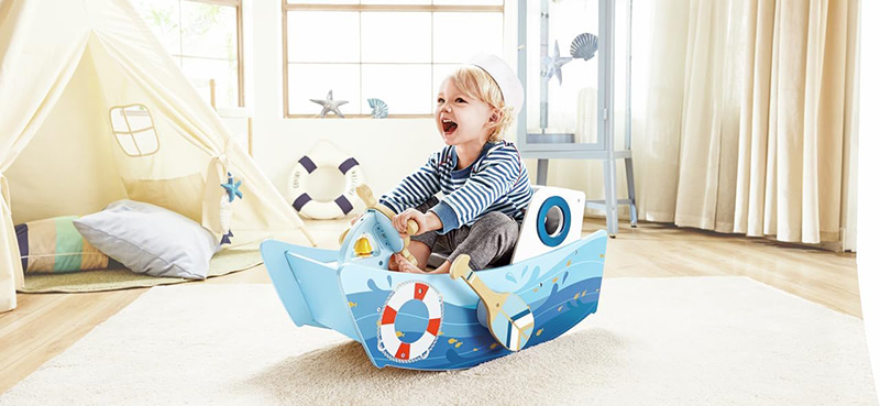 Varka lëkundëse e kapitenit, Captain's Rocking Boat – Interactive Rowing Toy Hape - Image 10