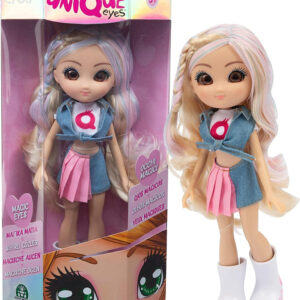 UNIQUE EYES - Bambola Articolata 25 cm, con Occhi Grandi Magici e Profondi, Segue il Tuo Sguardo, Rebecca Fashion